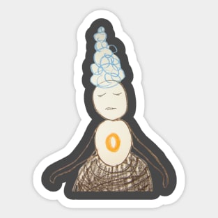 quirky blue hairdo charcter Sticker